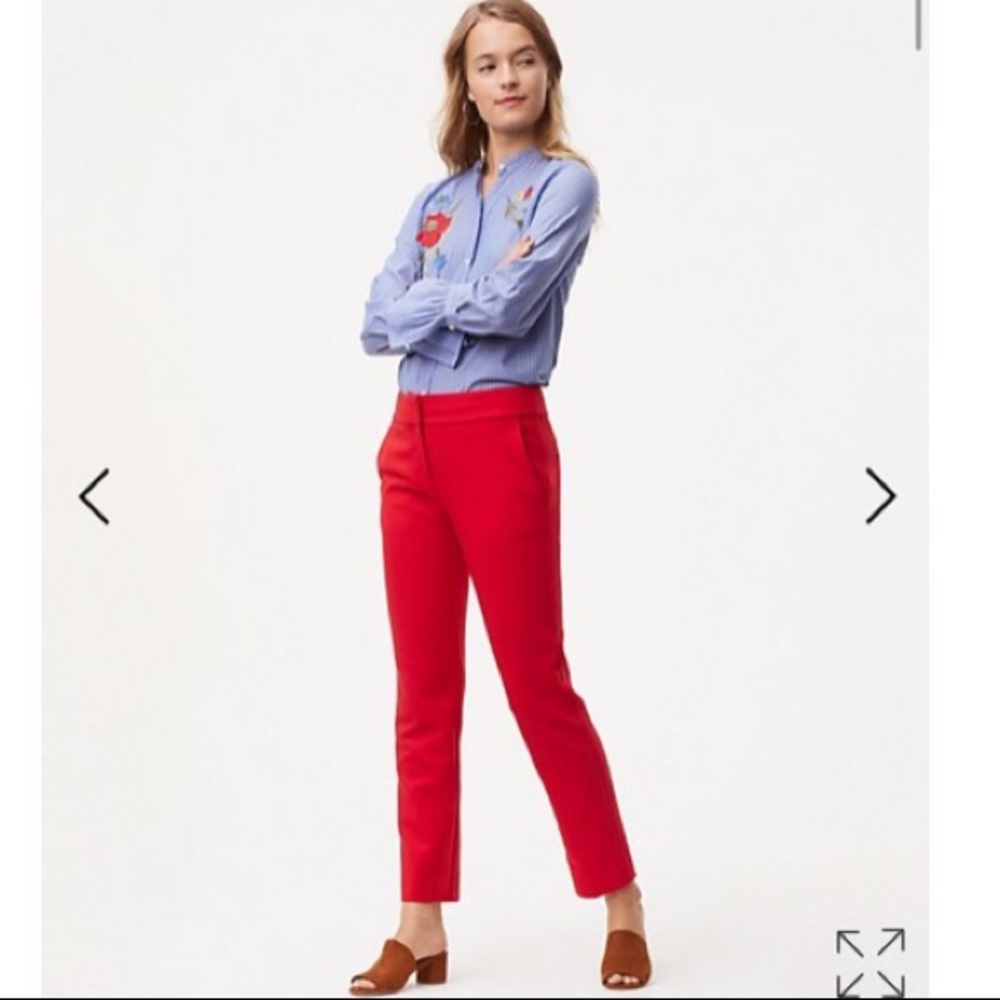 Business Casual Red Slim Pants in Marissa Fit LOFT